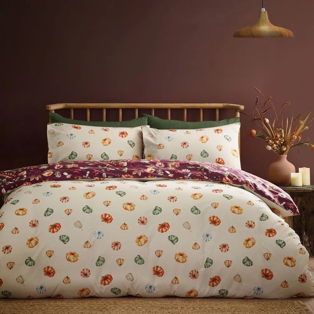 Fioletowa pościel dwuosobowa 230x220 cm Autumn Pumpkins – Catherine Lansfield