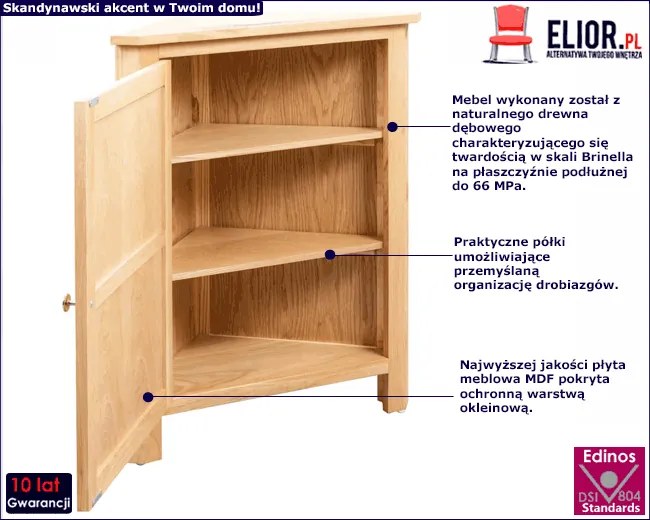 Dębowa szafka narożna do salonu T2-F68
