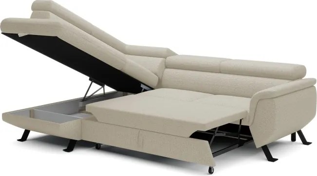 Narożnik RAVEN L Lewostronny wolnostojący z funkcją spania tkanina ARAGON 03 Beżowy WERSAL