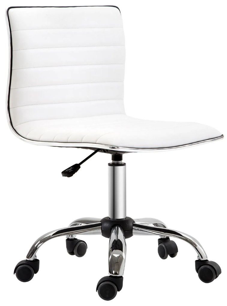 HOMCOM Fotel Fryzjerski Krzesło Salonowe Obrotowe Oparcie Regulacja Wysokości Stal PU Białe | Aosom PL