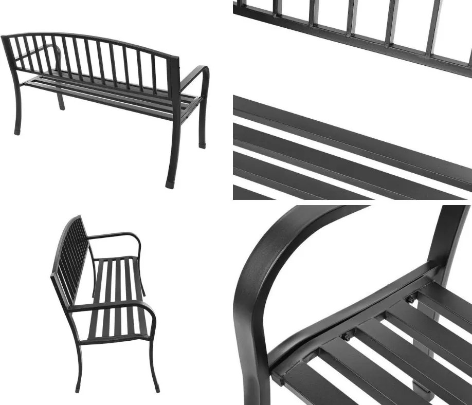 Ławka ogrodowa parkowa G-414 - metalowa, czarna