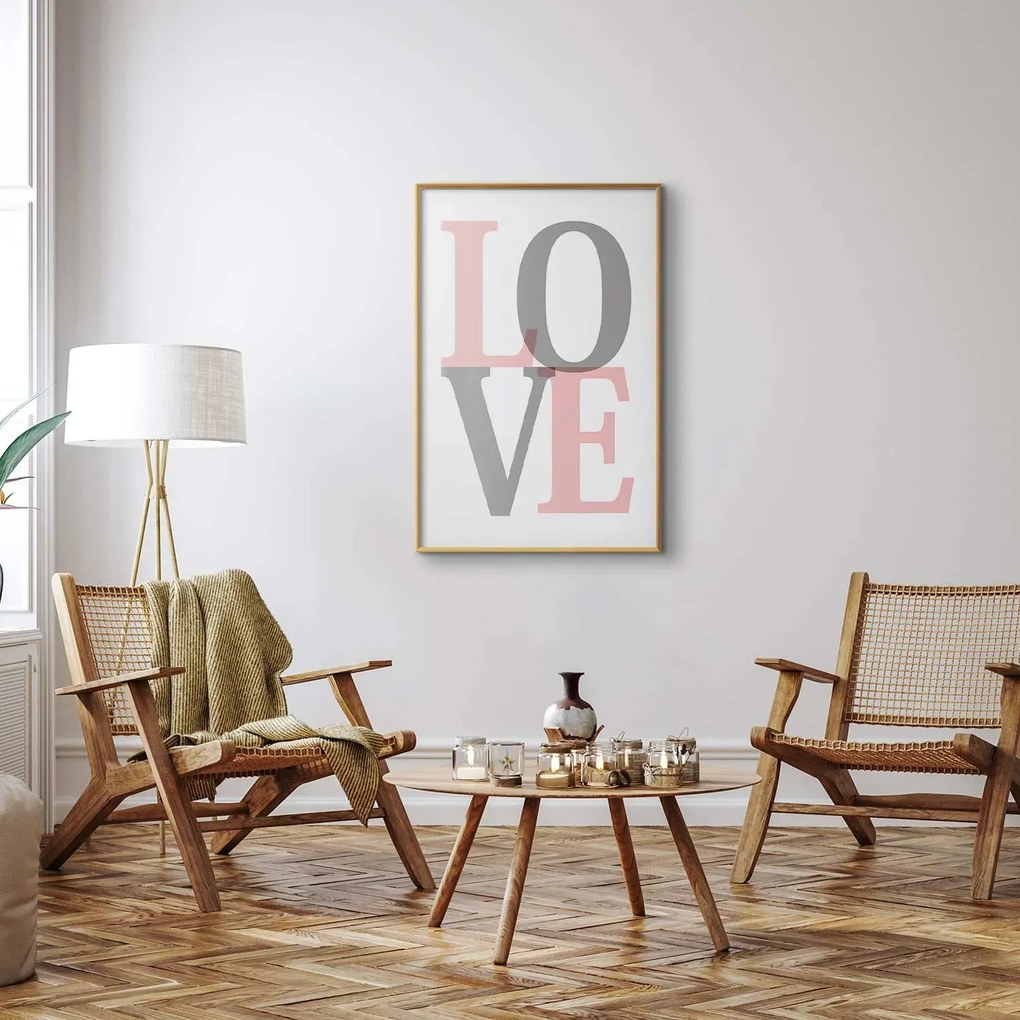 Plakat Szara miłość 60x90 cm z ramą złotą z marginesem ARTGEIST B