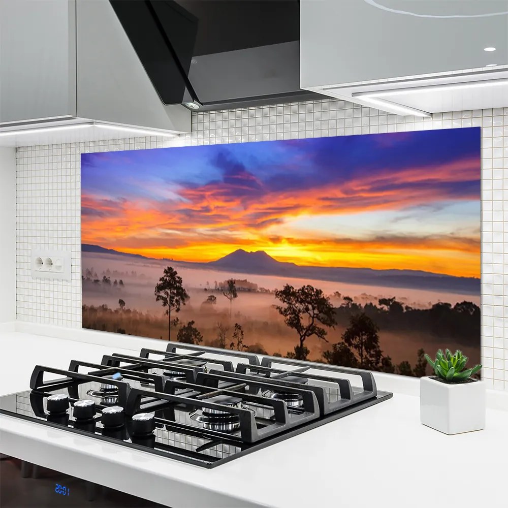 Szkło do Kuchni na Ścianę Tajemniczy Bór We Mgle