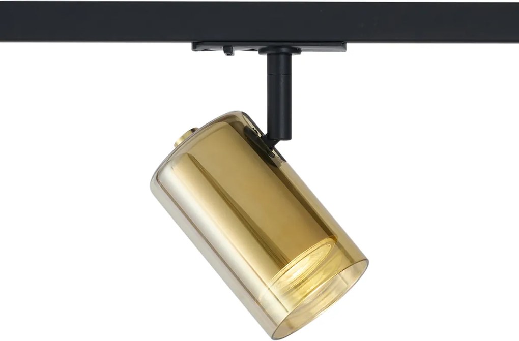 Nowoczesny reflektor złoty z bursztynowym szkłem do systemu szynowego 1-fazowego - Iconic Lloyd
