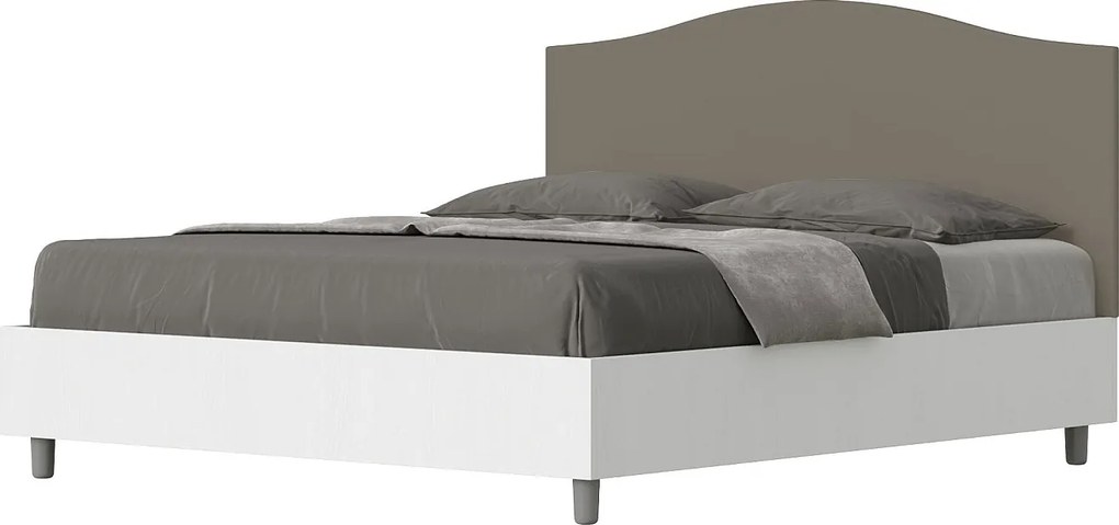 Łóżko bez stelaża 160x200 konstrukcja Frassino biała zagłówek sztucznej skóry cappuccino Grace