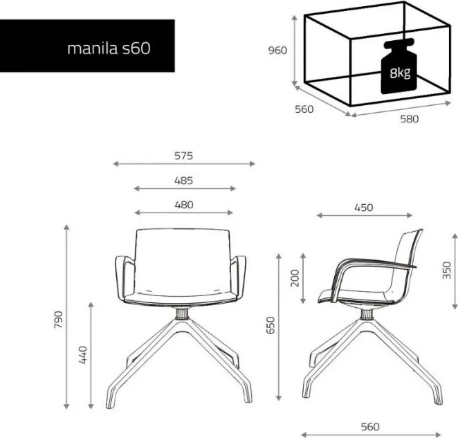 Krzesło biurowe z plastikowym siedziskiem Manila M01 S60