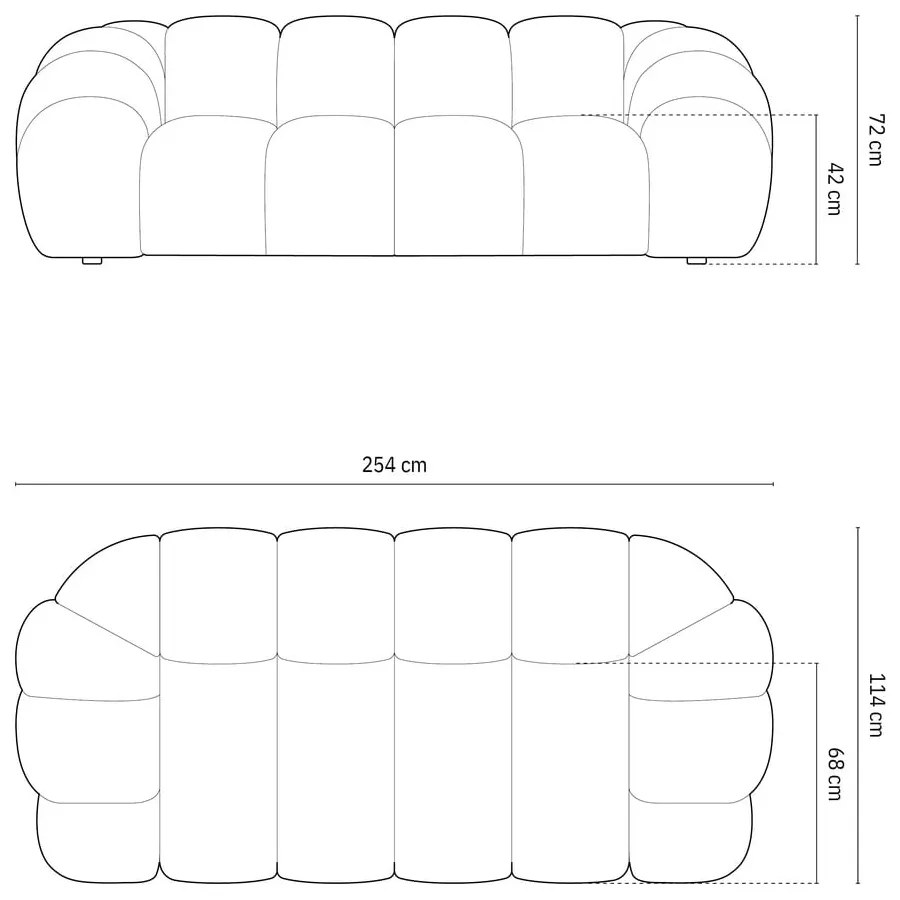 Jasnoszara sofa 254 cm Diana – Micadoni