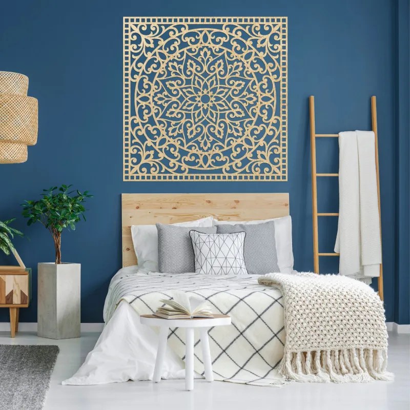 Drewniana mandala na ścianę, kwadratowa | SYRRENA