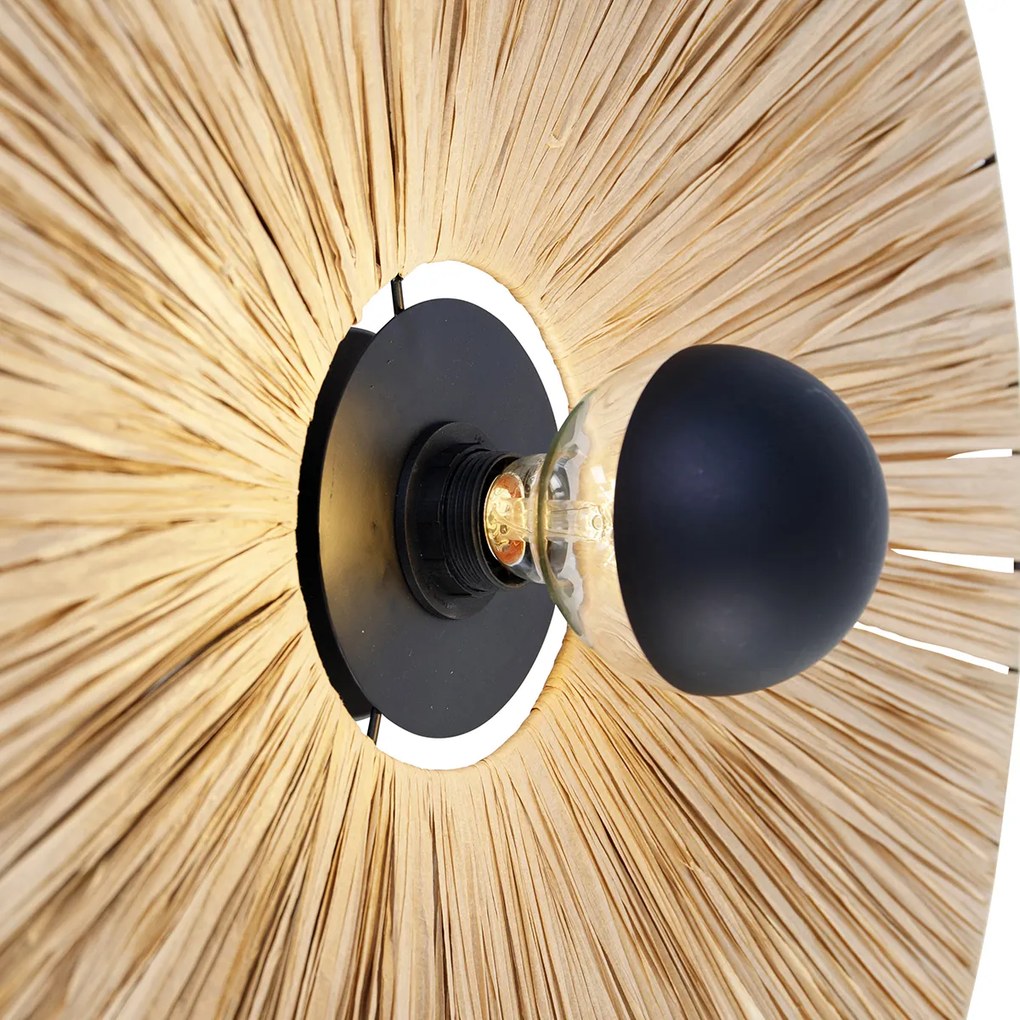 Rustykalna lampa ścienna czarna ze sznurkiem 60 cm - Leia Rustykalny / Vintage Oswietlenie wewnetrzne