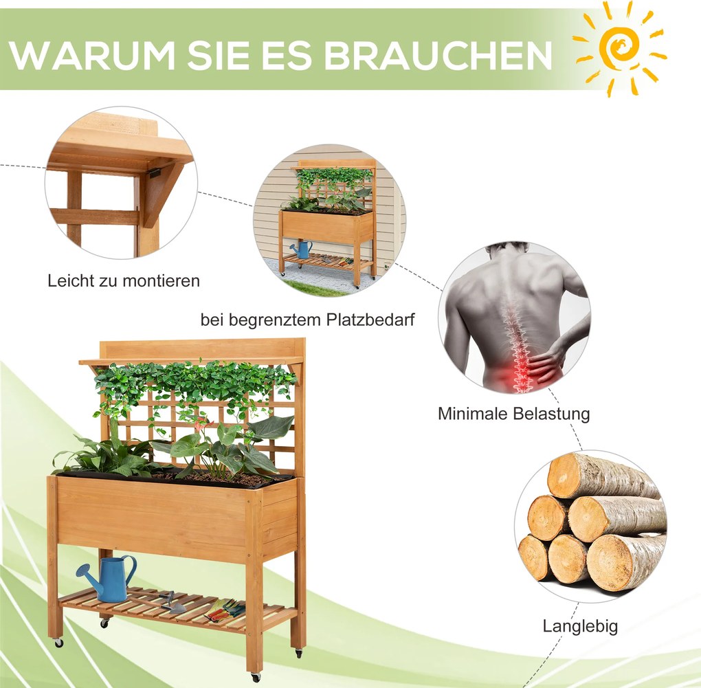 Outsunny podwyższona grządka stół do przesadzania stół do kwiatów stół ogrodniczy szklarnia balkon ogród