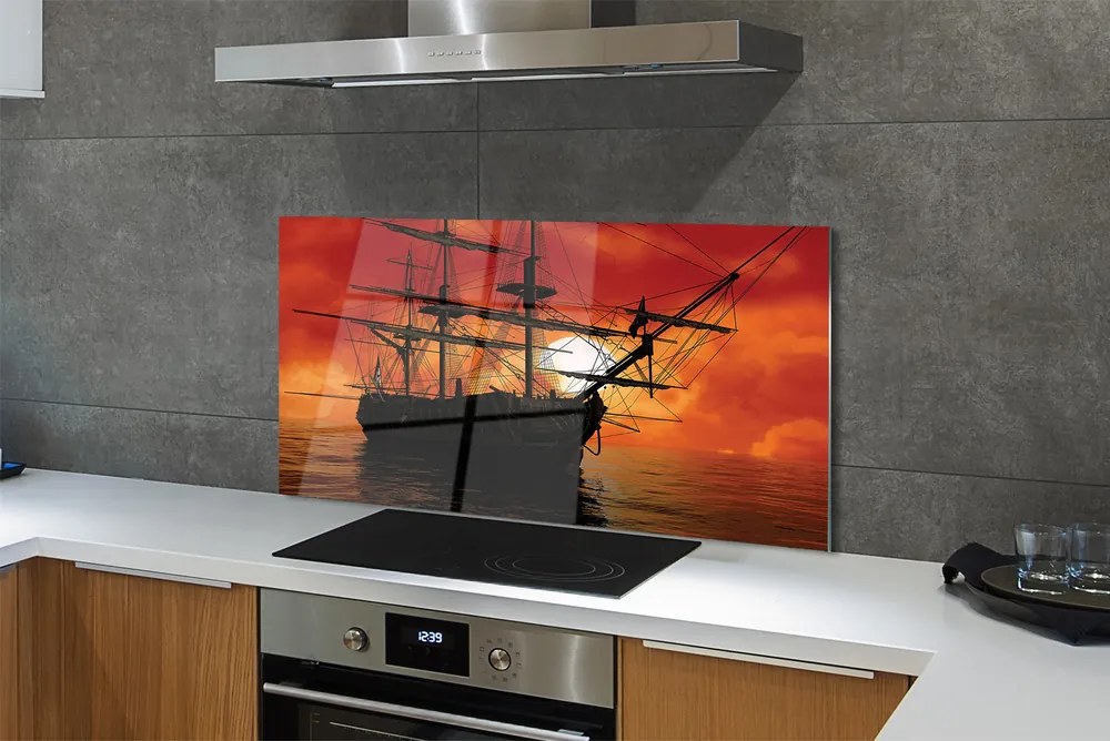 Szkło do Kuchni na Ścianę Słoneczny Rejs Statkiem