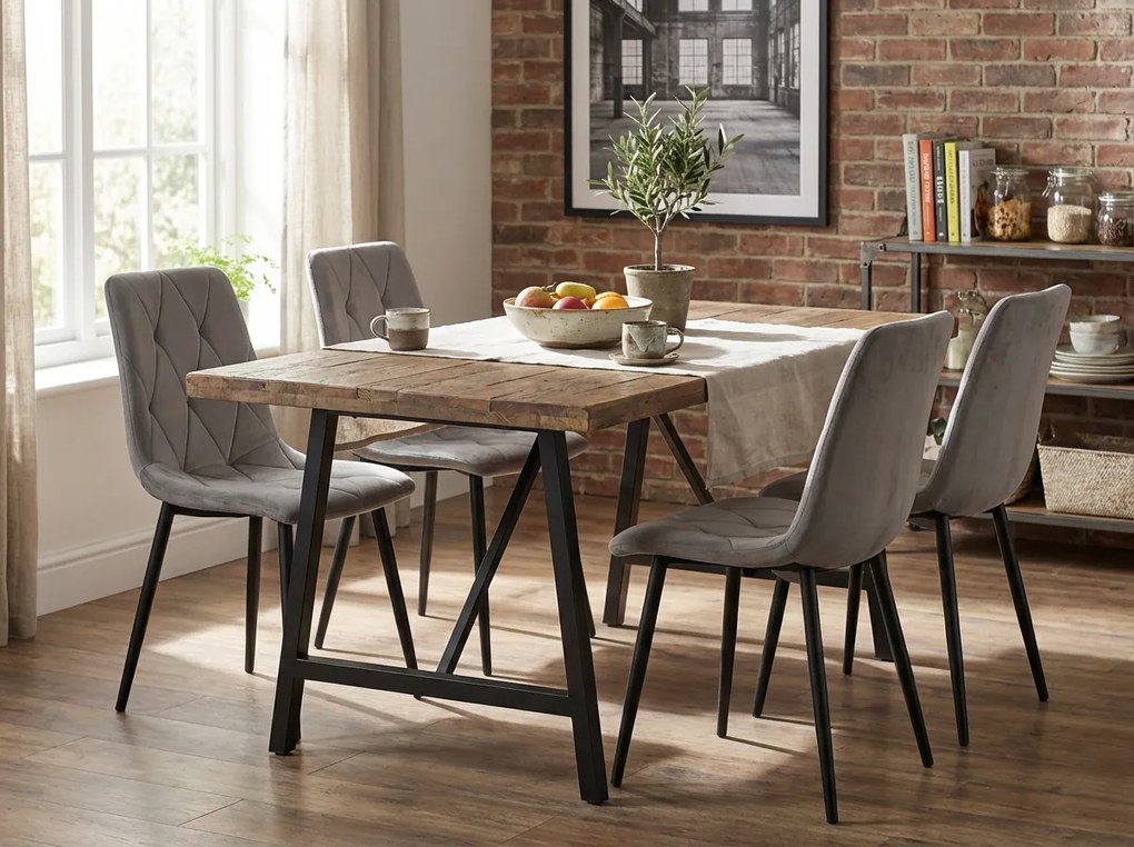 Szare aksamitowe krzesło LIBRA SILVER GREY z czarnymi nogami