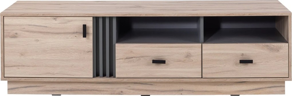Szafka RTV stojąca PUNTO 155 cm do Salonu pod Telewizor 2 Szuflady - Dąb