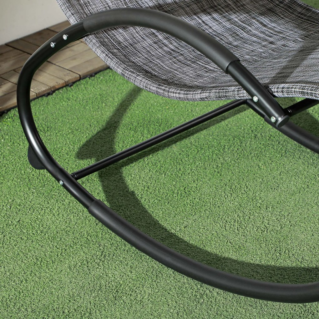 Outsunny Fotel bujany ogrodowy Leżak, w tym Poduszka pod głowę, 155 cm x 61cm x 88 cm, Szary