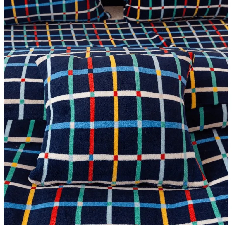 PrzytulneMieszkanie.pl PrzytulneMieszkanie.pl Pościel z mikropluszu GRID ciemnoniebieskie Rozmiar pościeli: 2 szt 70 x 90 cm | 200 x 220 cm