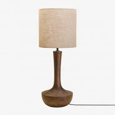 Lampa Stołowa Z Drewna Mango Sintra Ciemny Drewniany Uchwyt & Beżowy Len Ø30 Cm - ↑30 Cm Arlina - Sklum