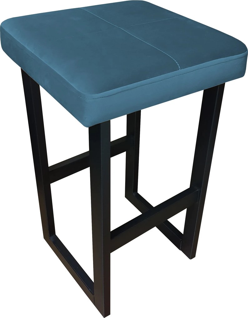 Hoker ALEX krzesło barowe tkanina Welur podstawa metalowa : Kolor Stelaża - Czarny , Kolor tkaniny - VELVET - MG33, Wysokość - 60 cm