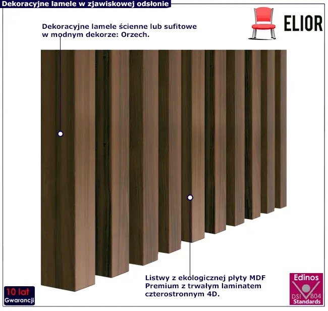 Lamele ścienne 15 szt. orzech K8-L29