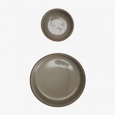 Zestaw 2 Misek Z Gresu Ronilena Cedar Brown - Brązowy - Sklum