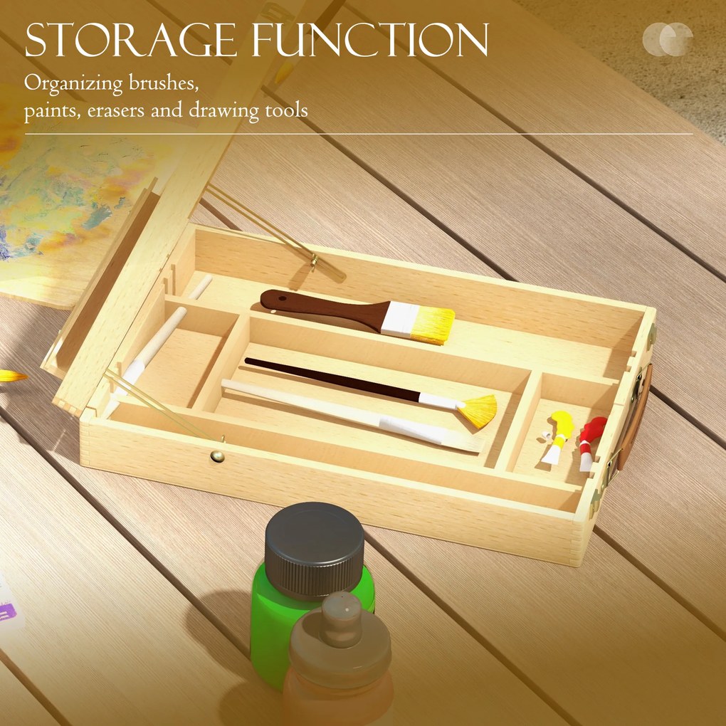 HOMCOM Sztaluga Stołowa Składana, Drewno Bukowe, 27cm x 41,5cm x 74,5cm, Naturalna