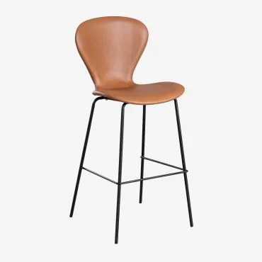 Zestaw 4 Wysokich Stołków Uit ↑75 Cm & Czarny & Sztucznej Skóry Camel & Sztucznej Skóry - Sklum