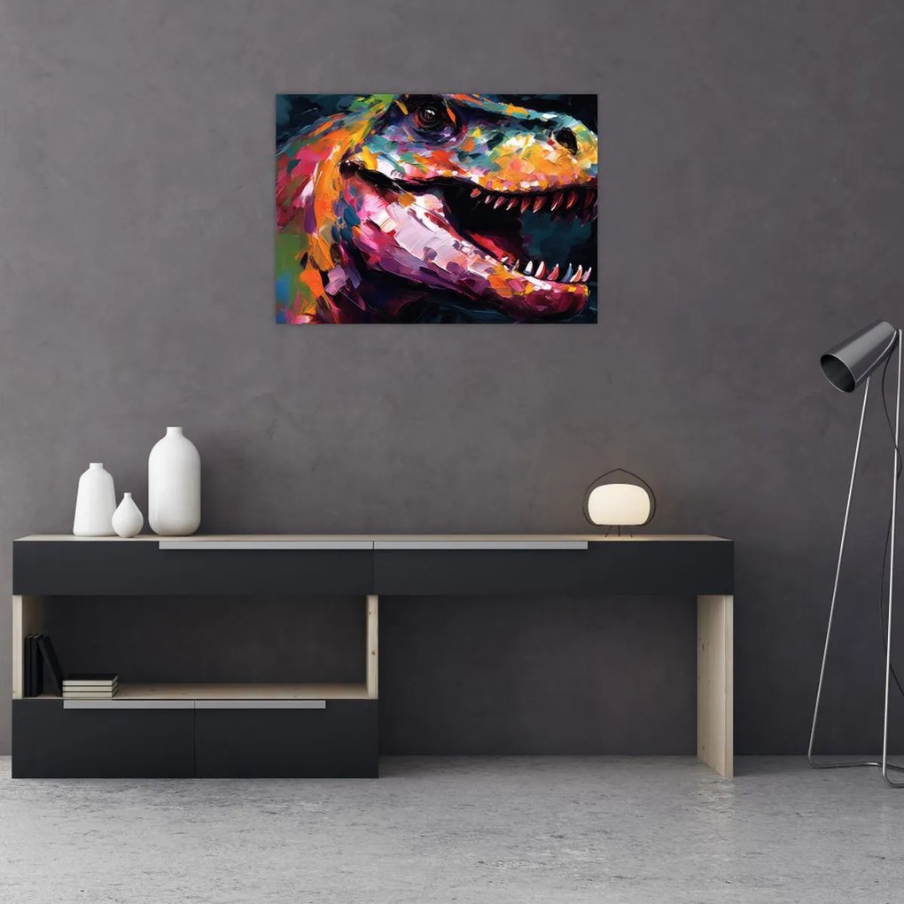 Obraz na szkle - Dinozaur, malarstwo (70x50 cm)