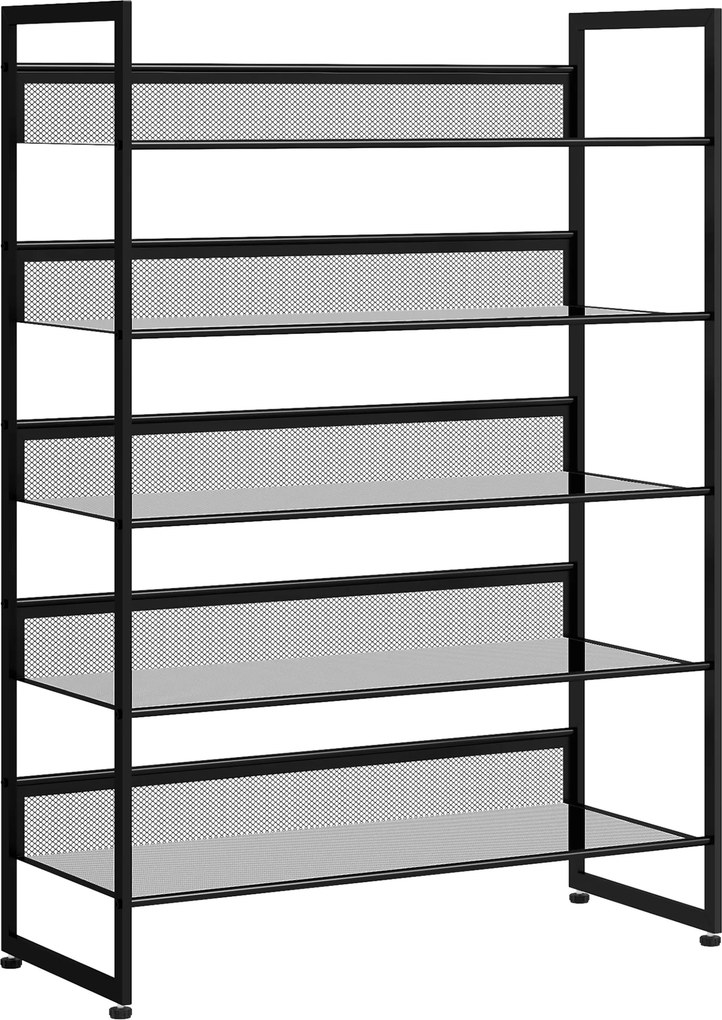 HOMCOM Półka na buty, stojak na buty, 5 półek, 72 cm x 30 cm x 102 cm, czarny