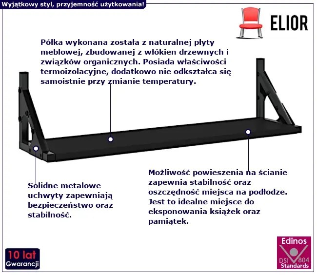 Zestaw Dwóch Czarnych Półek 60 Cm T2-C97