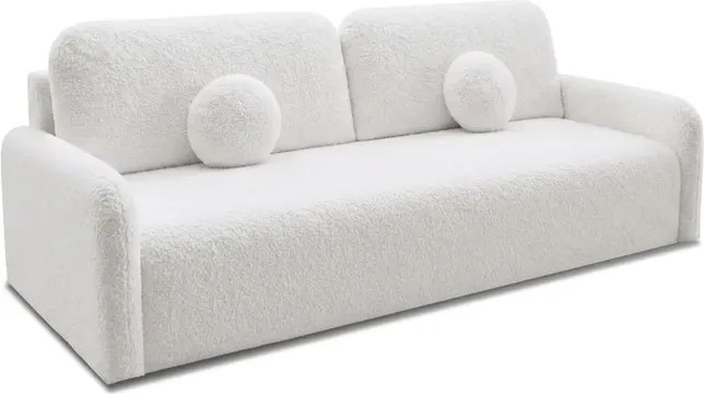 Sofa DUO Rozkładana Dwuosobowa Kremowa Boucle Japandi