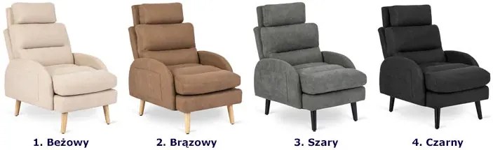 Czarny fotel z wolnostojącym podnóżkiem - Stax