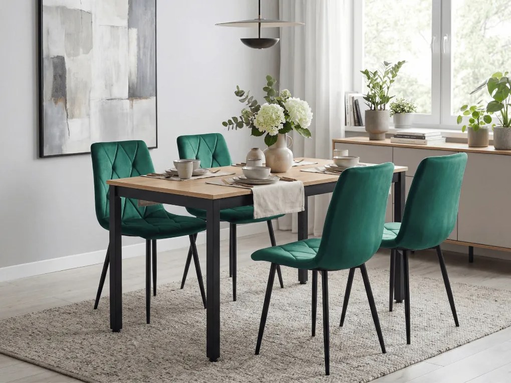 Ciemnozielone krzesło do jadalni welurowe LIBRA na czarnych nogach
