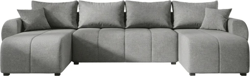 Rozkładana obustronna sofa w kształcie U SEVIO 311x145 cm, szara + 2 poduszki GRATIS