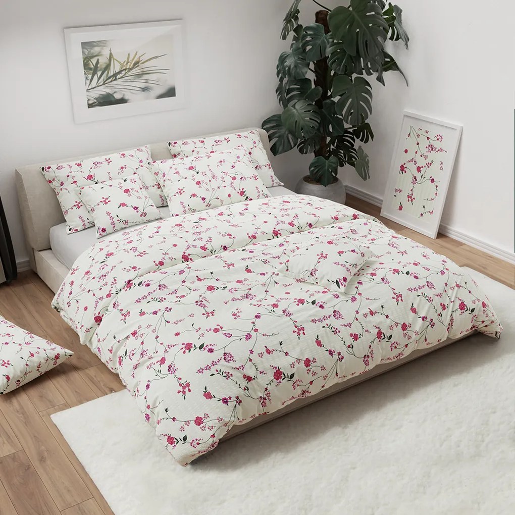 PrzytulneMieszkanie.pl PrzytulneMieszkanie.pl Pościel z kory FLORAL CREAM kremowa Rozmiar pościeli: 70 x 90 cm | 140 x 200 cm