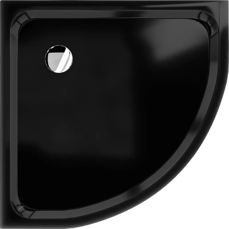 Mexen Flat brodzik półokrągły slim 70 x 70 cm, czarny, syfon chrom - 41707070