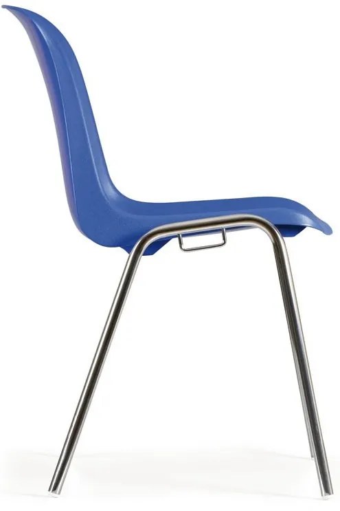 Plastowe krzesło jadalniane ELENA, czarne, chromowane nogi