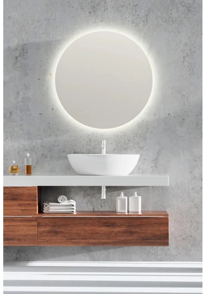 Lustro ścienne z oświetleniem ø 60 cm Luna – Mirrors and More