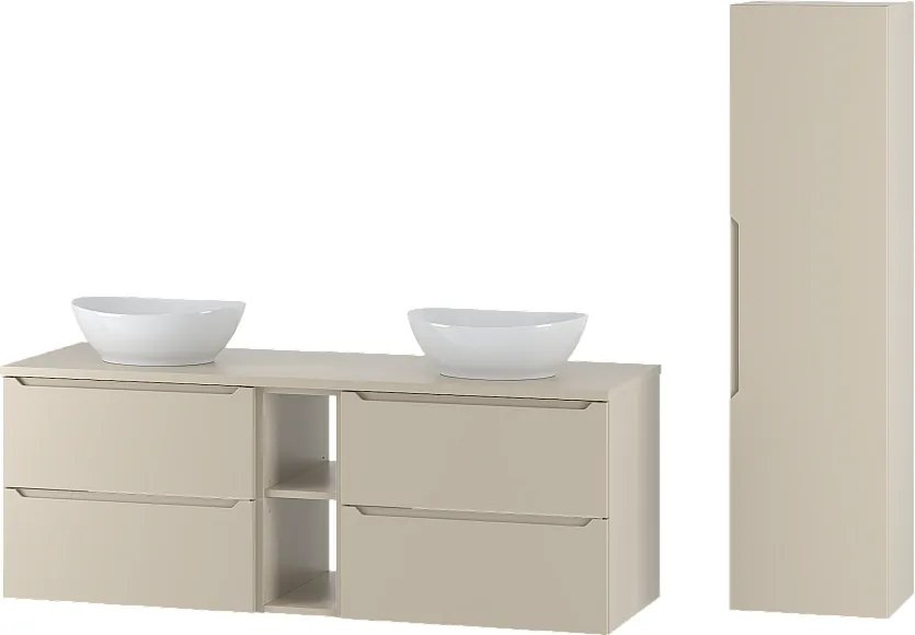 Kaszmirowy Zestaw do Łazienki 140cm Szafka Regał Blat Umywalka Słupek Słupek Etna