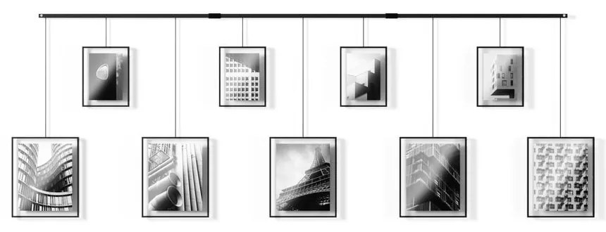 Czarne metalowe ramki ścienne zestaw 9 szt. 223x77,5 cm Exhibit – Umbra