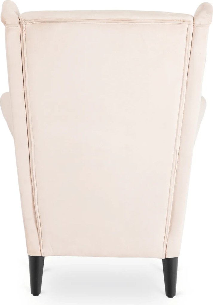 Fotel Wypoczynkowy Uszak EVAN 2 z Podnóżkiem Beżowy Welurowy Nowoczesny