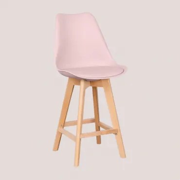 Zestaw 2 Wysokich Stołków 65 Cm Z Poduszką Ze Skóry Ekologicznej Nordic Toasted Almond - Sklum