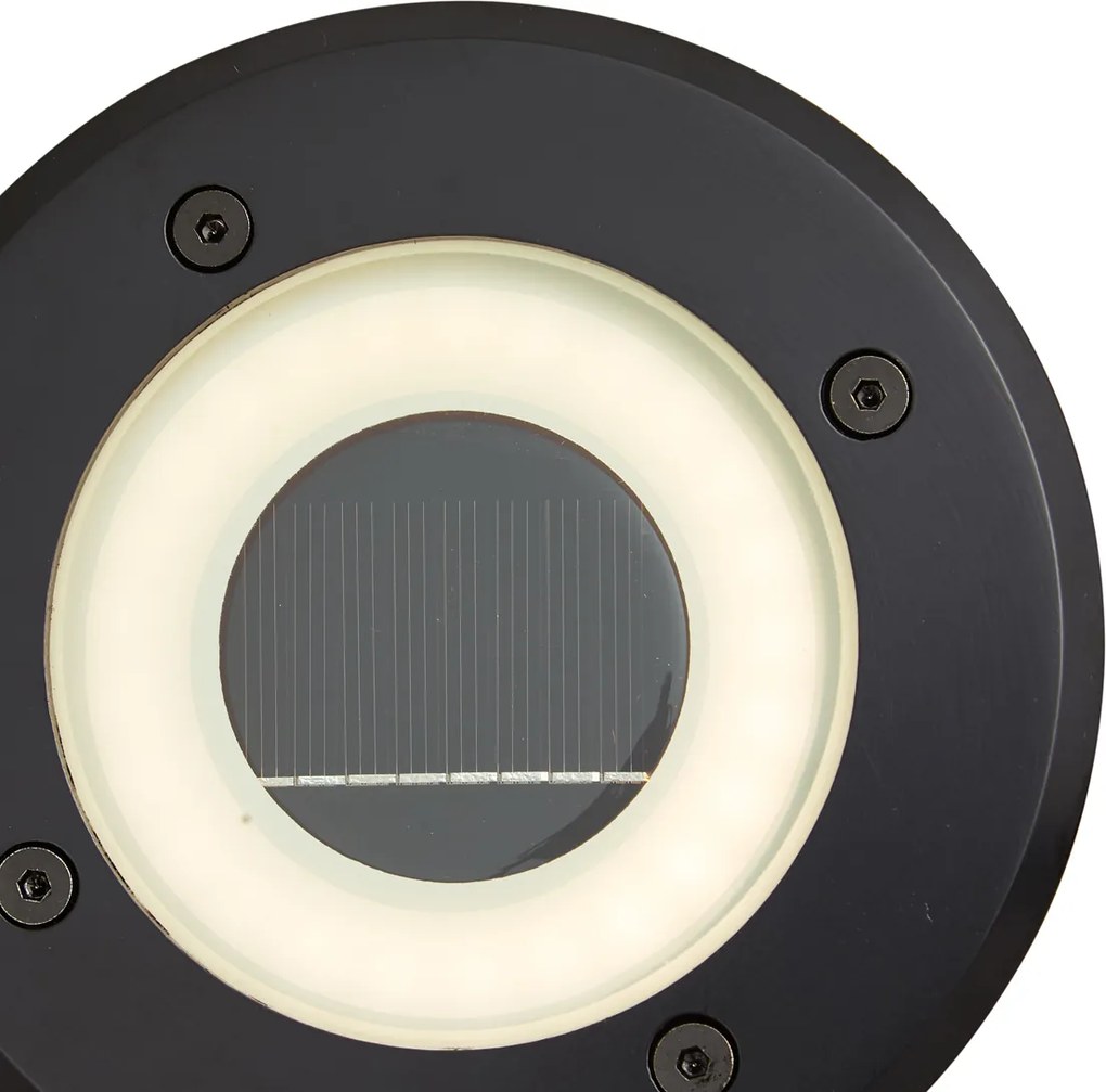 Nowoczesny reflektor gruntowy czarny z możliwością ładowania LED z solarem IP65 - Solyx