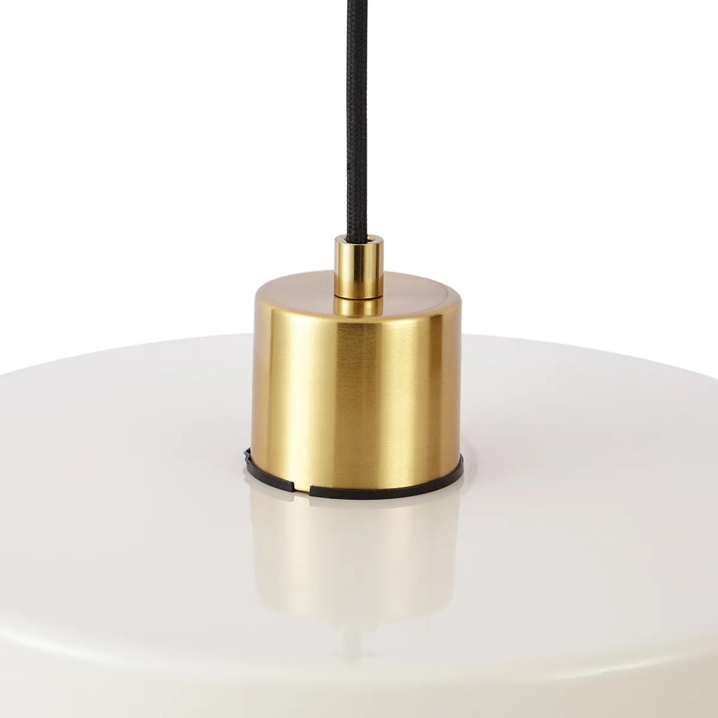 Retro Lampa Wisząca Złota z Beżowym Szkłem - Jina Retro Oswietlenie wewnetrzne