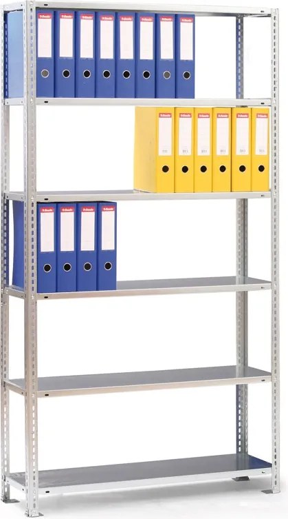Regał na segregatory COMPACT, ocynk, 8 półek, 2500x1000x300 mm, podstawowy