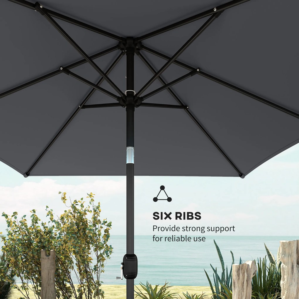 Outsunny Parasol ogrodowy 300 x 200 cm regulowany z korbką, ciemnoszary | Aosom PL