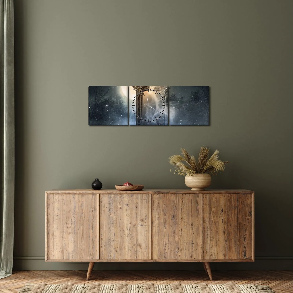 Obraz - Magiczne lustro (z zegarem) (90x30 cm)