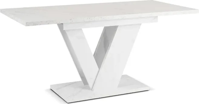 Stół Prostokątny Rozkładany CLARK 120-160 cm Biały Marmur Nowoczesny