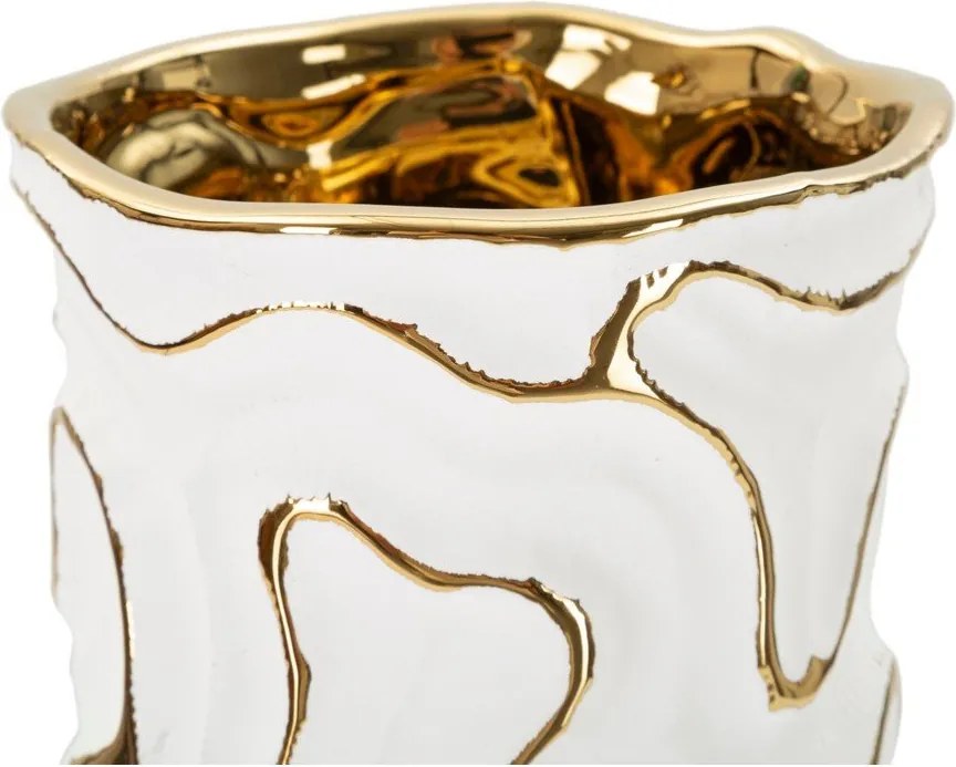 Ceramiczny wazon w biało-złotym kolorze (wysokość 25 cm) Adore – Mauro Ferretti