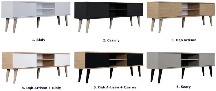 Nowoczesna szafka RTV dąb artisan + czarny - Dubby 5X 160 cm