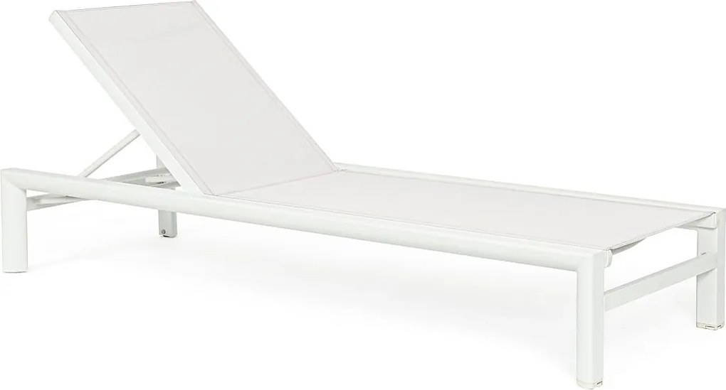 Leżak ogrodowy na kółkach z białą aluminiową ramą - SKIPPER NEW
