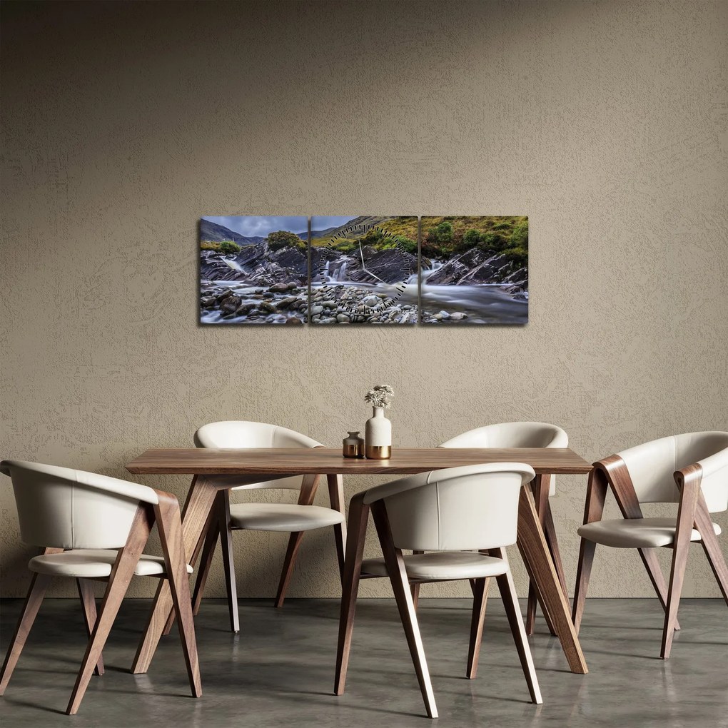 Obraz płynącej wody (z zegarem) (90x30 cm)